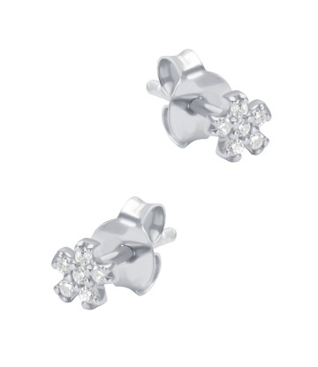 Beautiful Flower Crystal Silver Stud Earring STS-6414